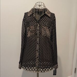 INC International Concepts Black and Tan Blouse